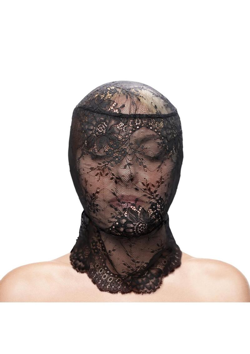 Fetish and Fashion Lace Hood - Black - One Size