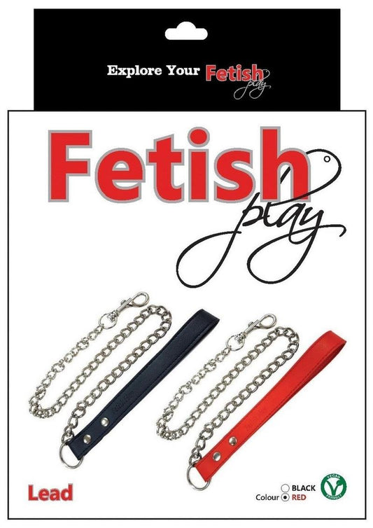 Fetish Play Lead Collar Vegan Leather - Red