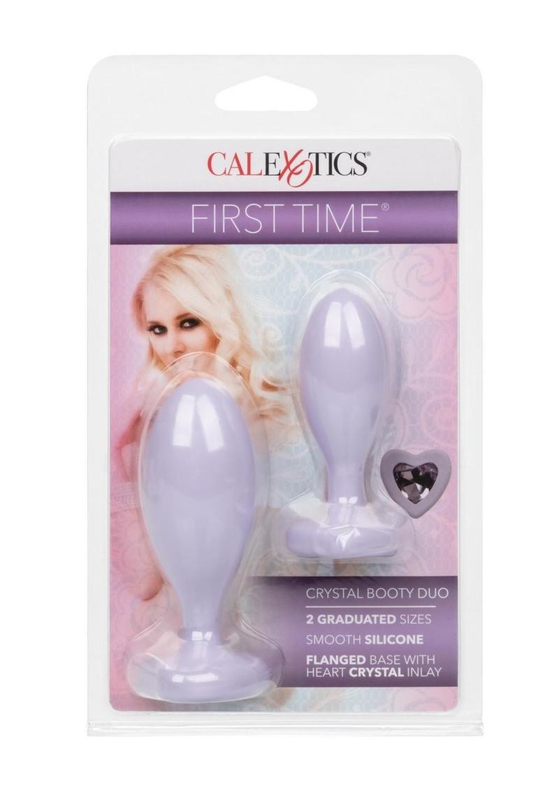 First Time Crystal Booty Duo Silicone Anal Plug - Purple - 2 Pack