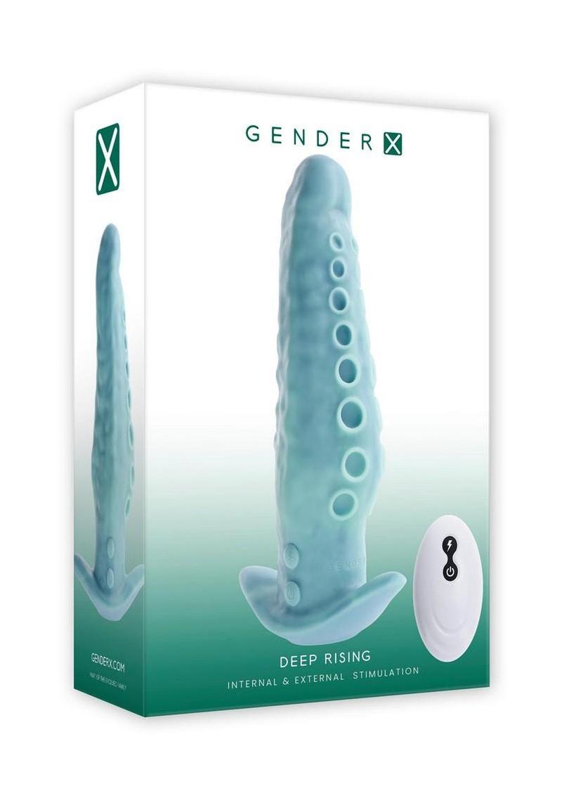Gender X Deep Rising Rechargeable Silicone Vibrating Plug with Remote Control - Blue