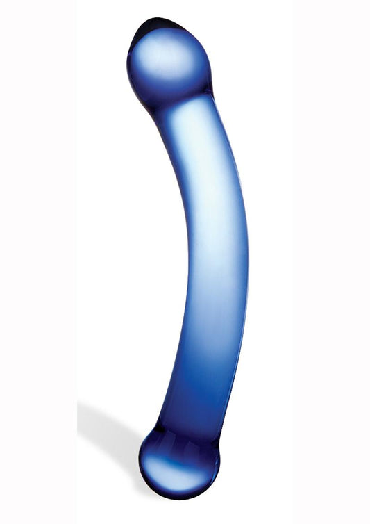 Glas Curved G-Spot Glass Dildo - Blue - 6in