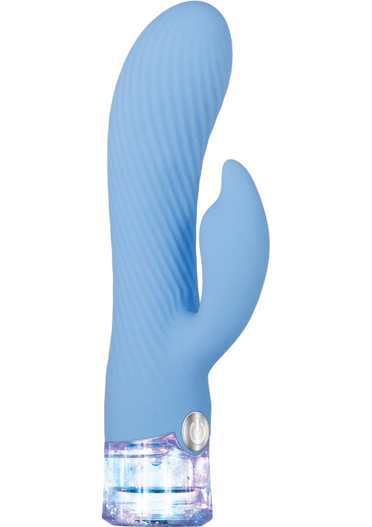 Glitteriffic Rechargeable Silicone Light-Up Vibrator - Aqua/Blue