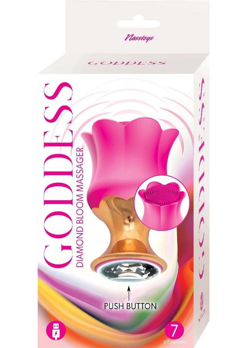 Goddess Diamond Bloom Rechargeable Silicone Massager - Fushcia - Pink