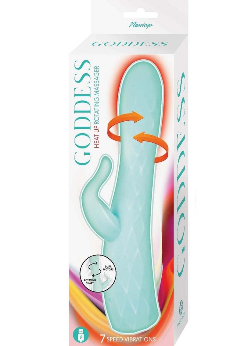 Goddess Heat Up Rotating Rechargeable Silicone Massager - Aqua