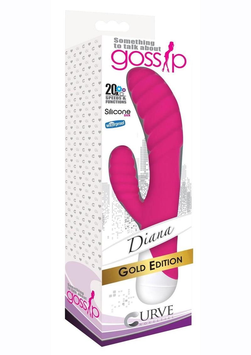 Gossip Diana 20x Rippled Silicone Rabbit Vibrator - Pink