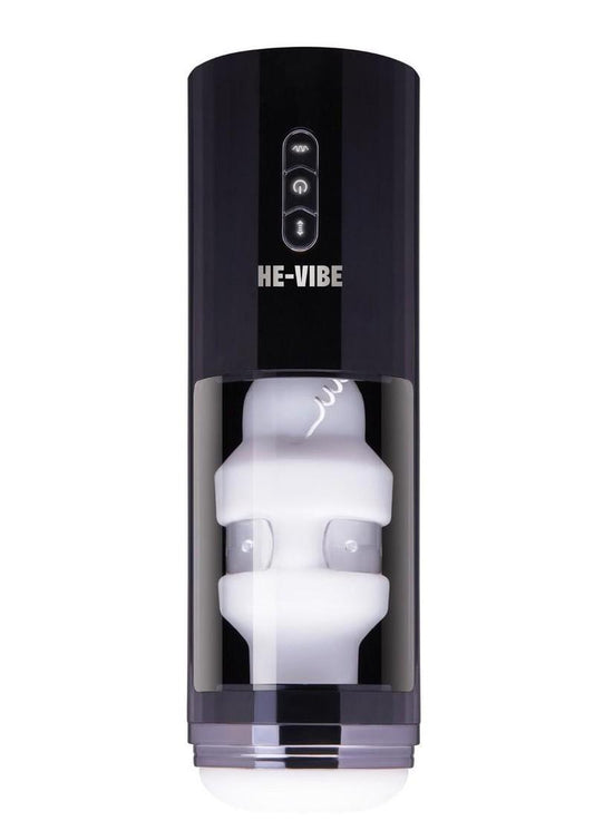 He-Vibe Thrust and Bust Rechargeable Oral Masturbator - Black/Frost