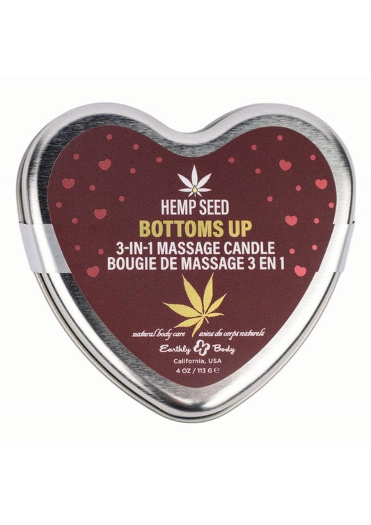 Hemp Seed 3-In-1 Valentines 2025 Massage Candle Bottom's Up - 4.7oz