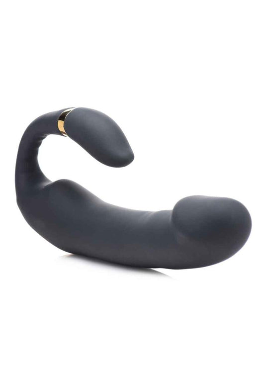 Inmi 10x Pleasure Pose Vibe with Clit Stimulator Silicone Rechargeable Vibrator - Black