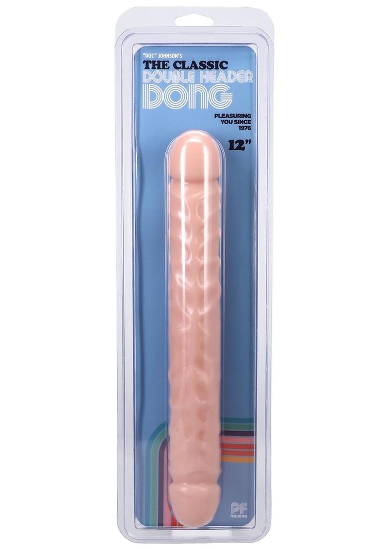 Jr. Veined Double Header Dildo - Flesh/Vanilla - 12in