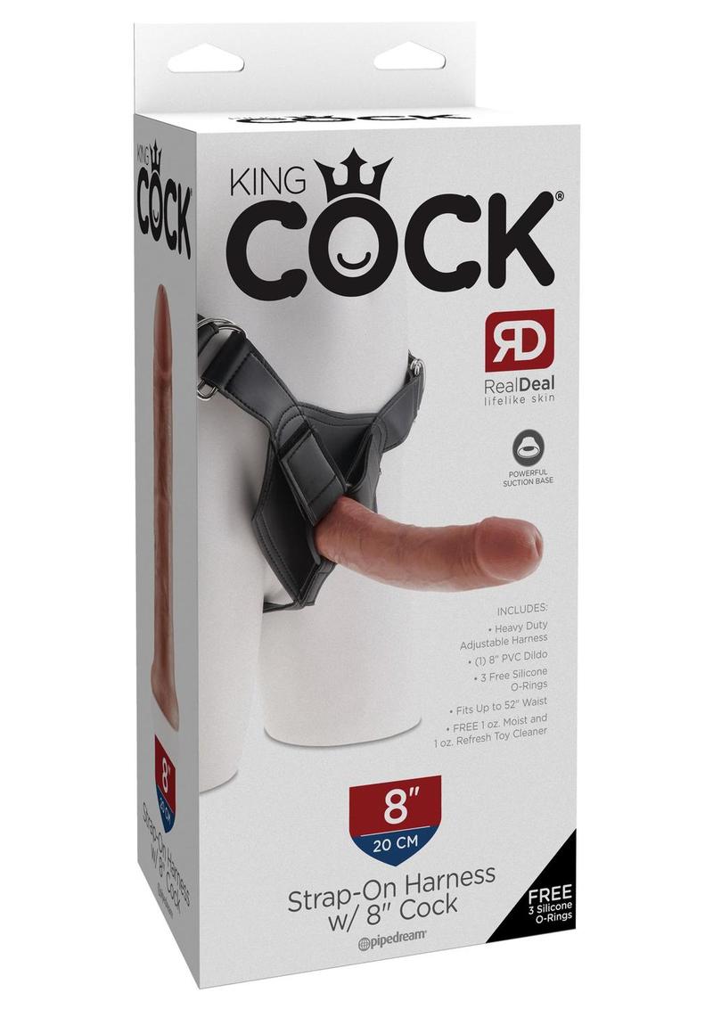 King Cock Strap-On Harness with Dildo - Caramel/Tan - 8in