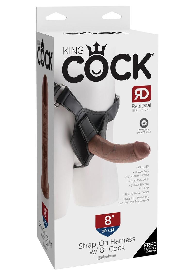 King Cock Strap-On Harness with Dildo - Chocolate - 8in