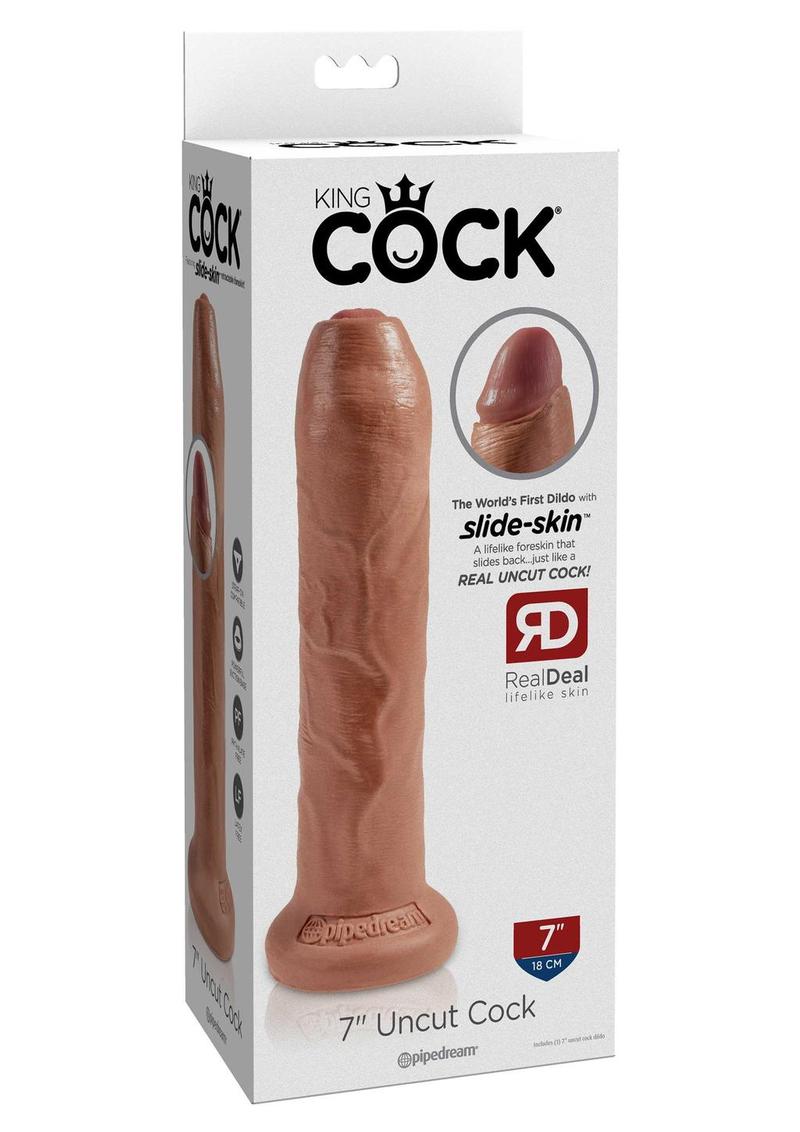 King Cock Uncut Cock Dildo - Caramel - 7in