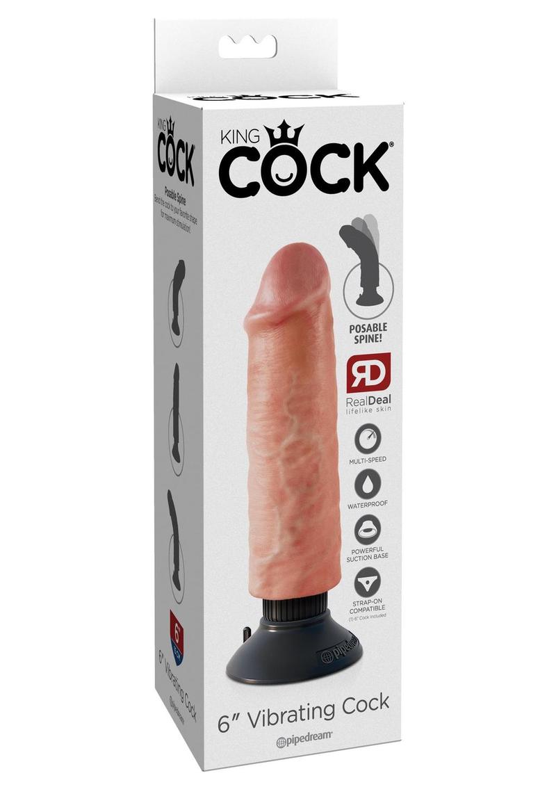 King Cock Vibrating Dildo - Vanilla - 6in