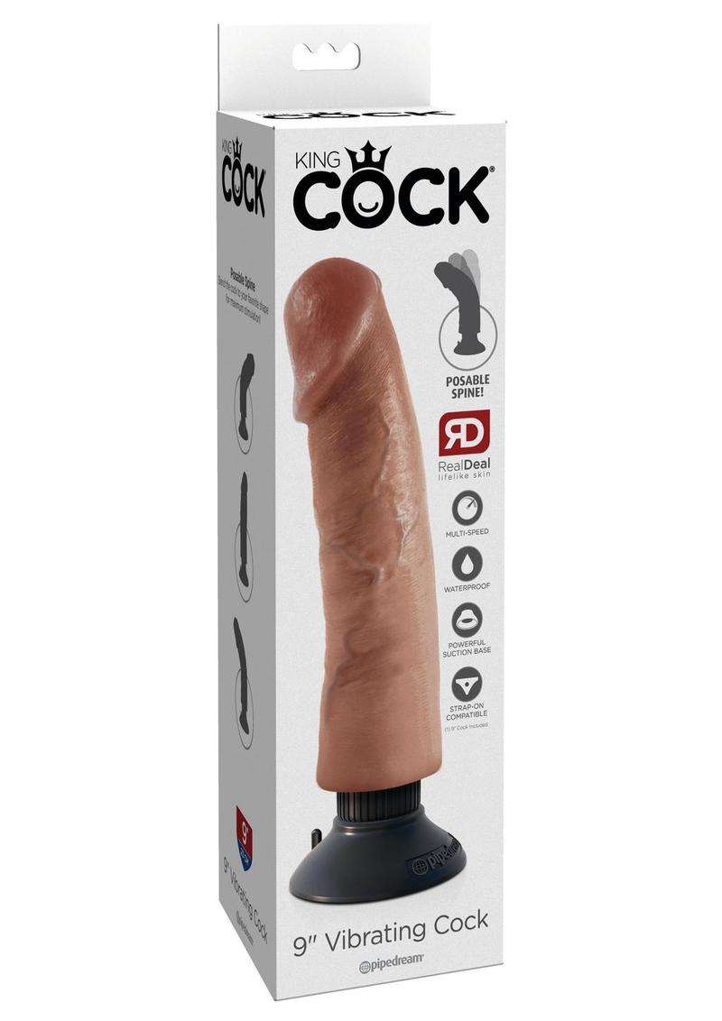 King Cock Vibrating Dildo - Caramel/Tan - 9in