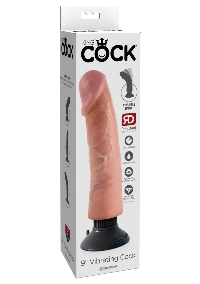 King Cock Vibrating Dildo - Vanilla - 9in