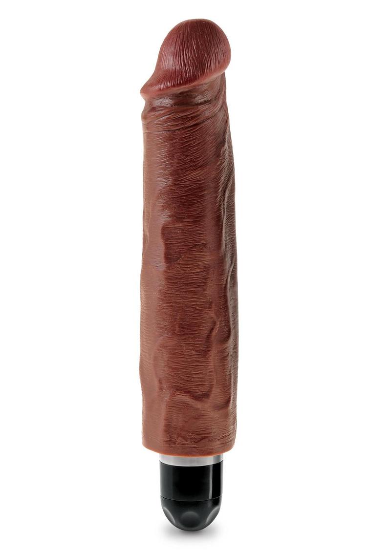 King Cock Vibrating Stiffy Dildo - Chocolate - 7in