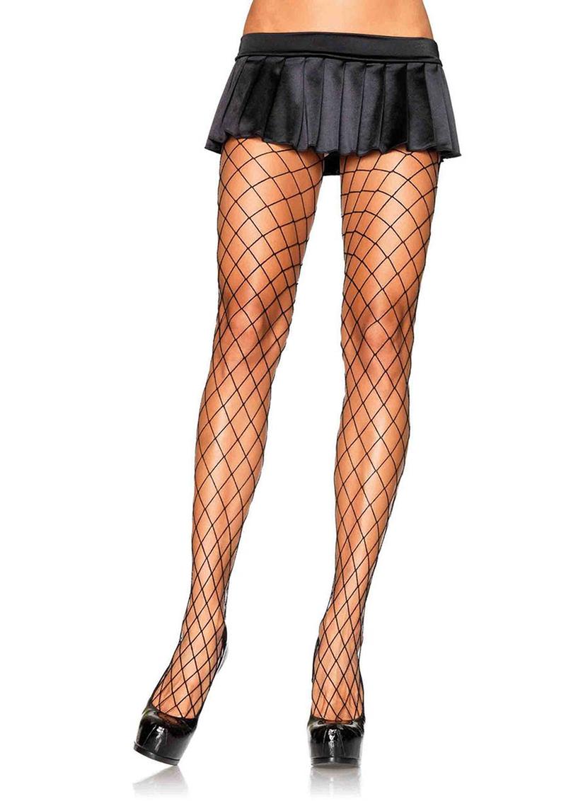 Leg Avenue Spandex Diamond Pantyhose - Black - One Size