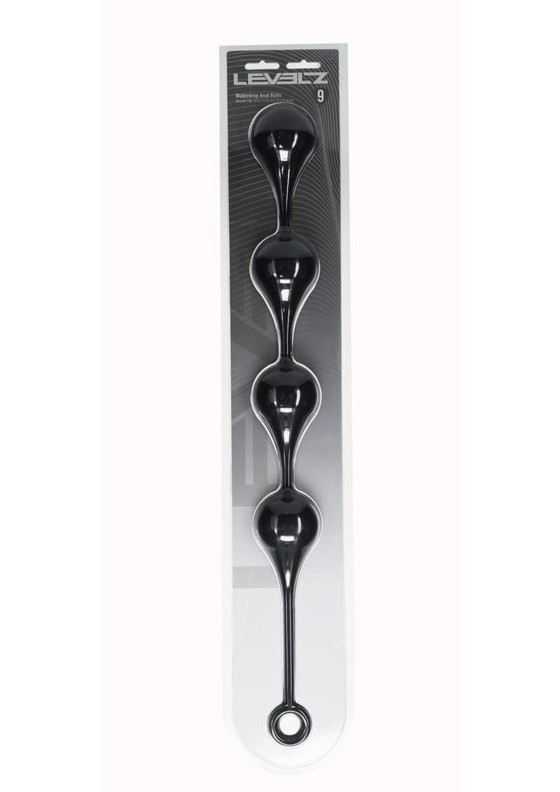 Levelz Waterdrop Silicone Anal Balls - Black - XXLarge - 60mm