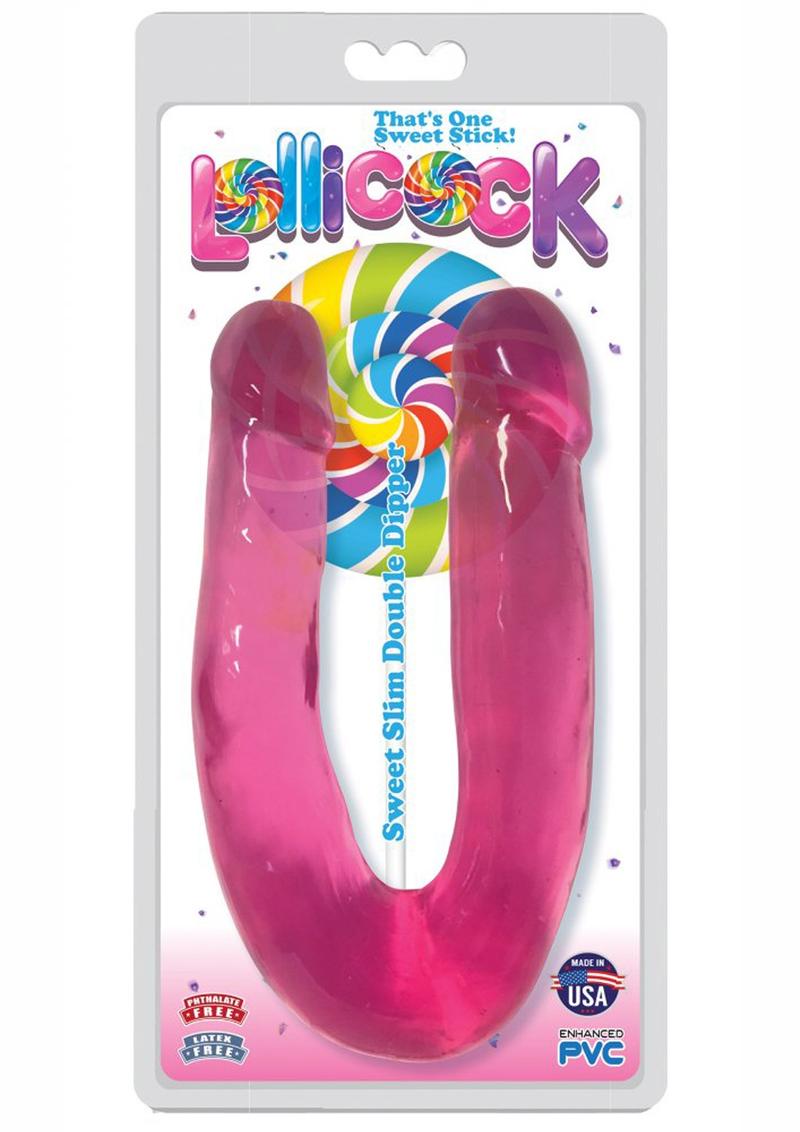 Lollicock Sweet Slim Double Dipper Double Dildo - Cherry/Red