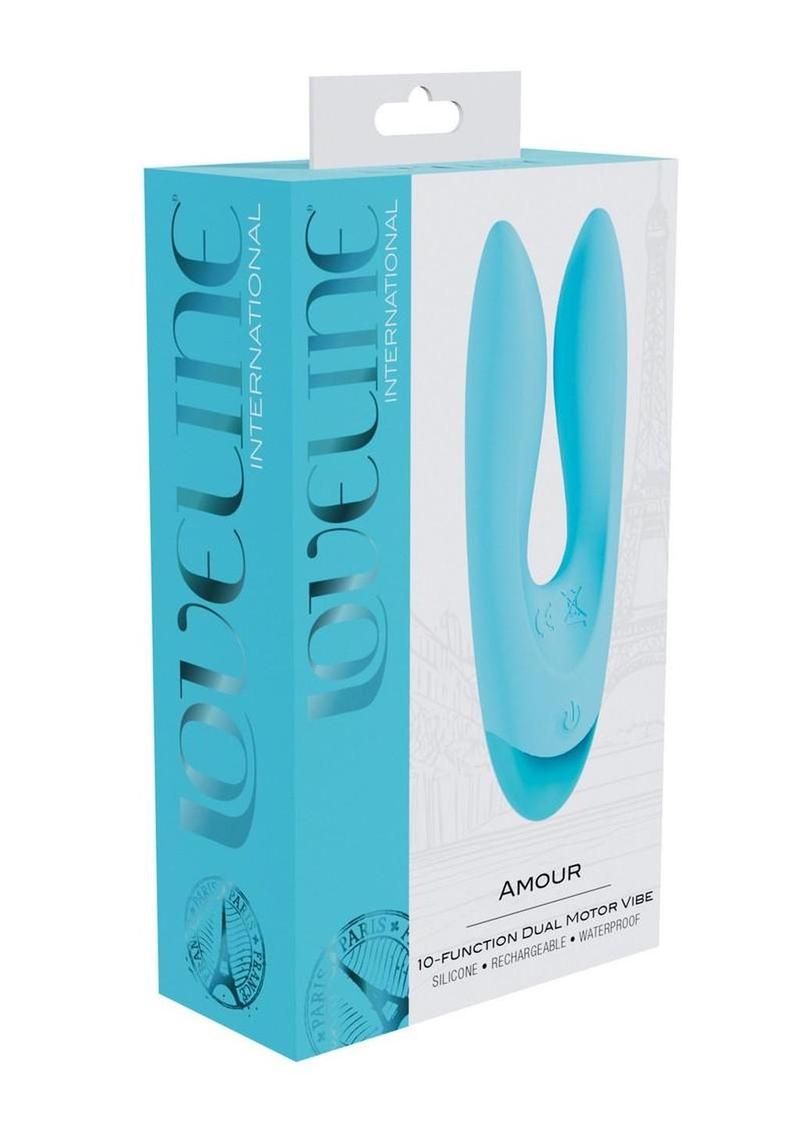 Loveline Amour 10 Function Rechargeable Silicone Dual Motor Vibe - Blue