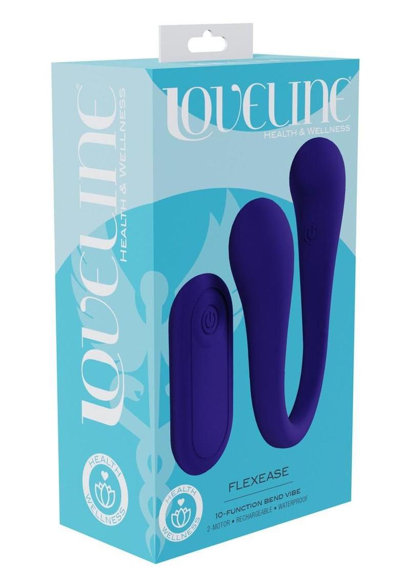 Loveline Flexease Bend 10 Function Silicone Rechargeable Vibrator - Purple