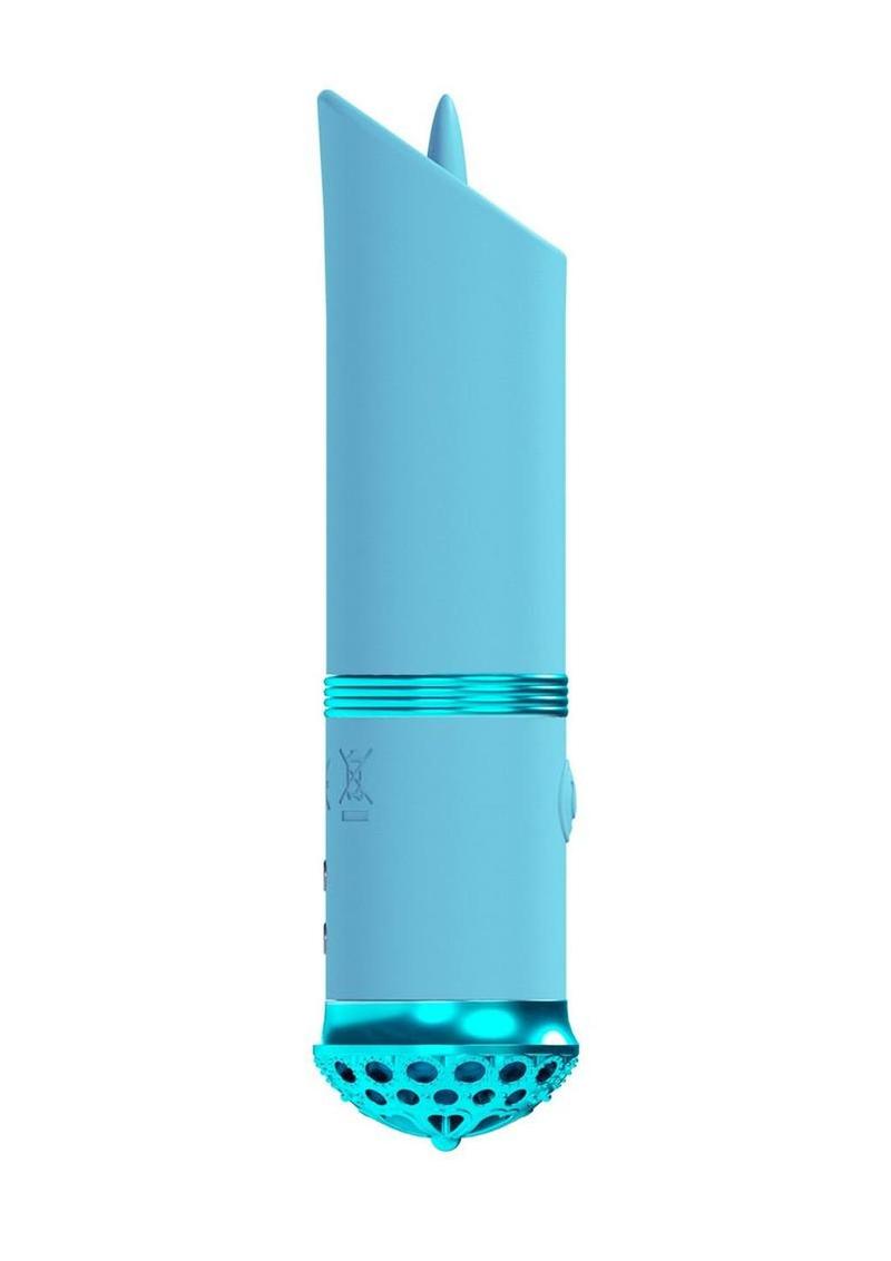 Loveline Luxe 10 Function Mini Lipstick Rechargeable Silicone Vibrator - Blue