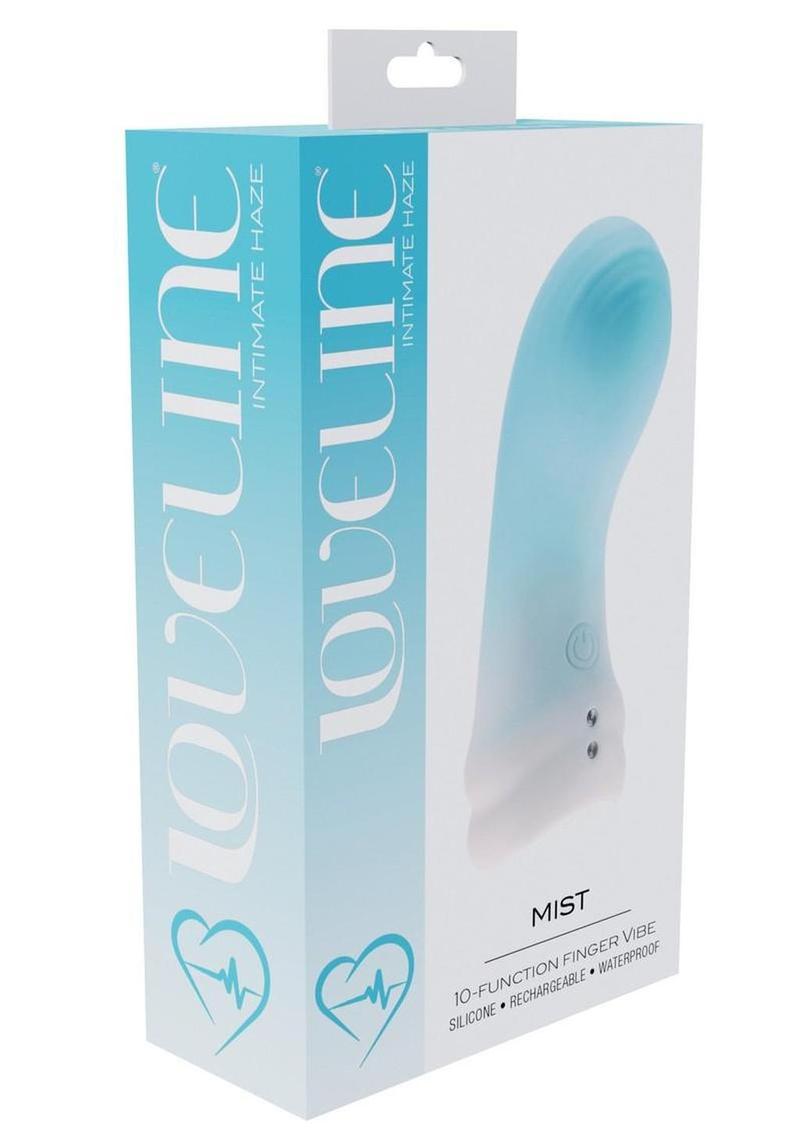 Loveline Mist 10 Function Rechargeable Silicone Finger Vibrator - Blue