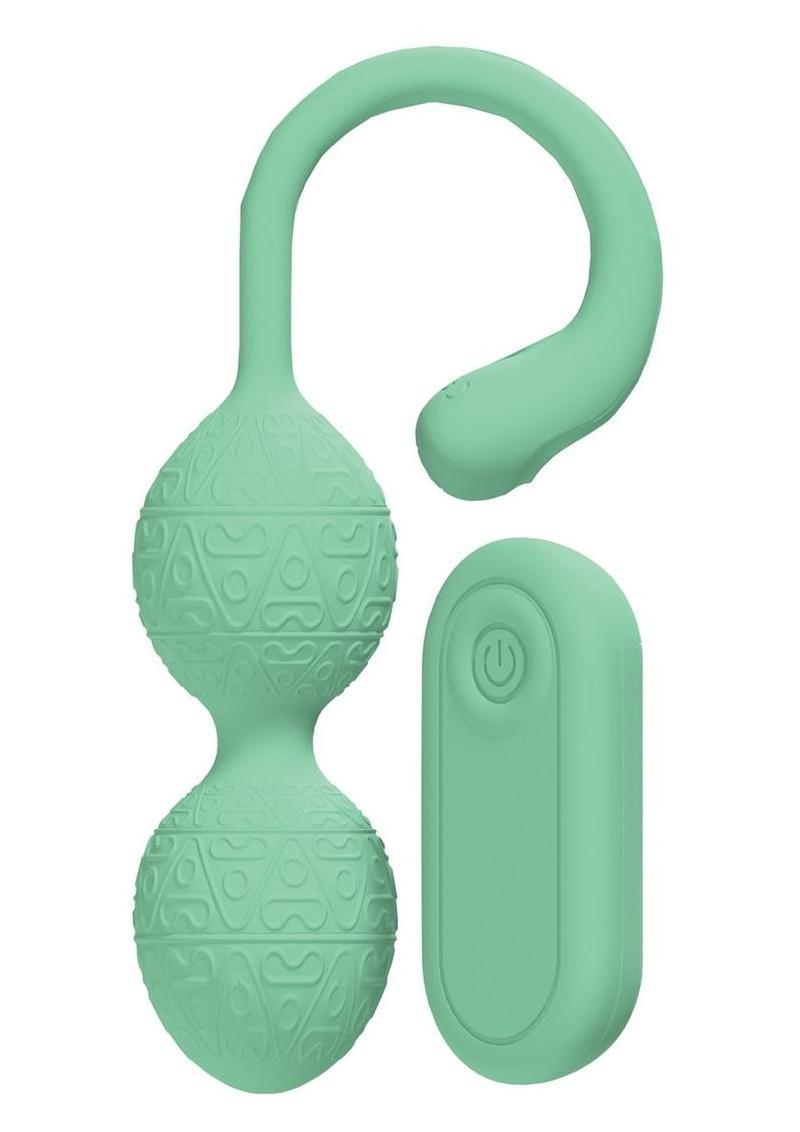 Loveline Pelvifit Beads 10 Function Vibrating Rechargeable Silicone Kegel Vibe with Remote Control - Green