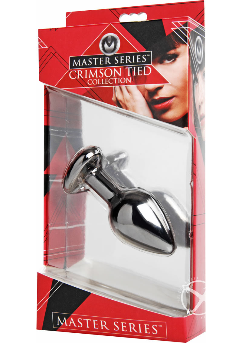 Master Series - Crimson Tied Scarlet Heart Jewel Anal Plug - Red/Silver