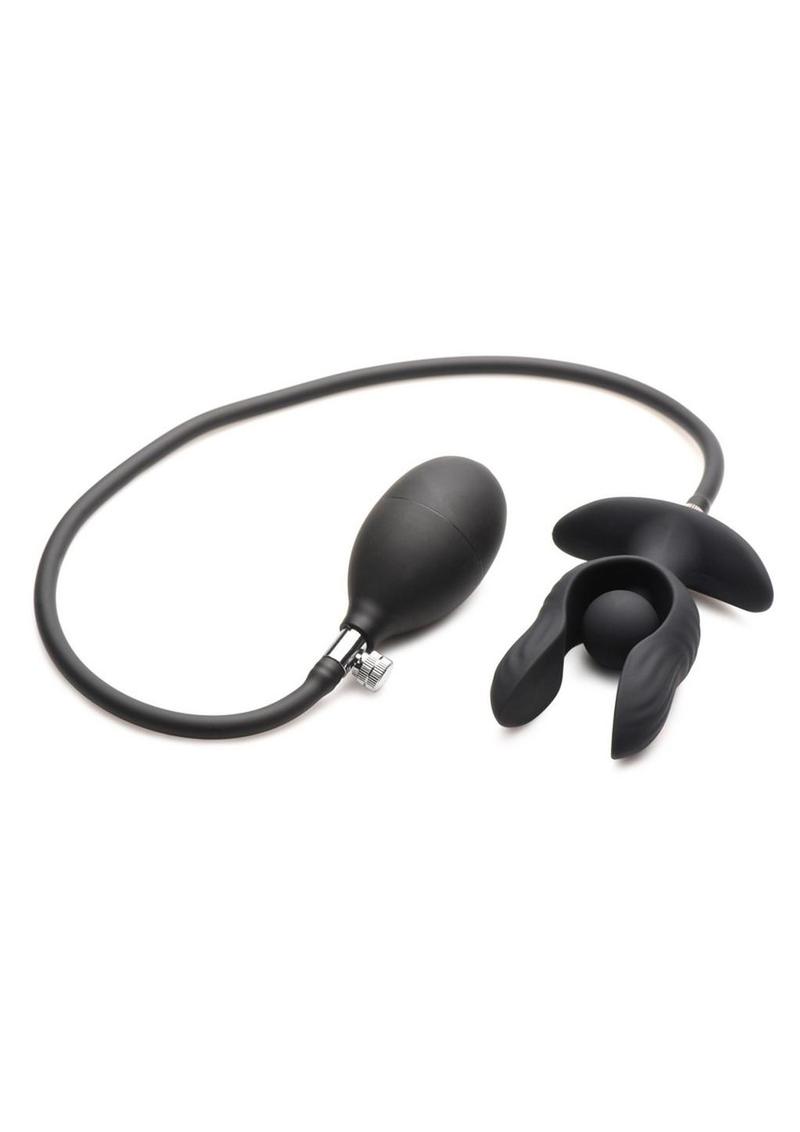 Master Series Dark Pearl Inflatable Rechargeable Vibrating Butt Plug - Black