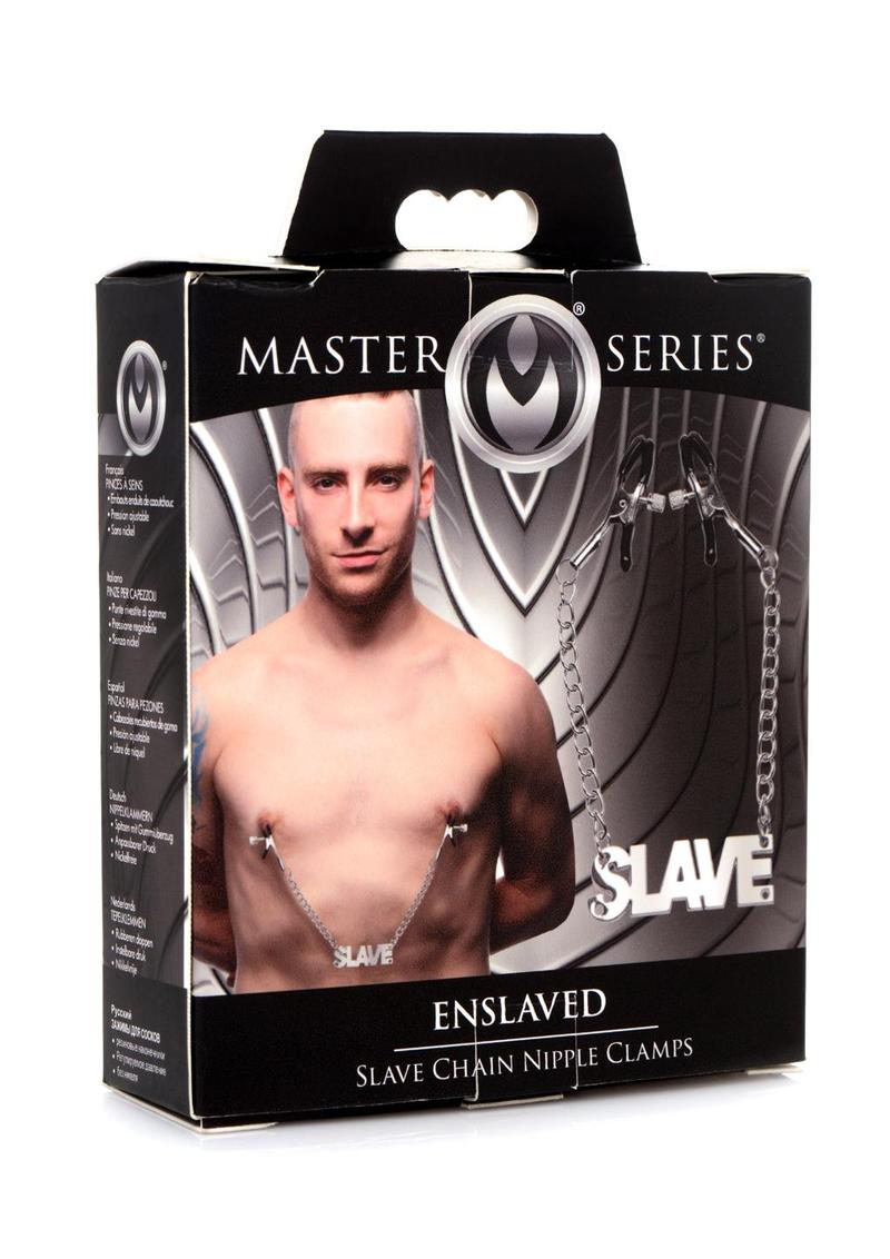 Master Series Enslaved Slave Chain Nipple Clamps - Silver