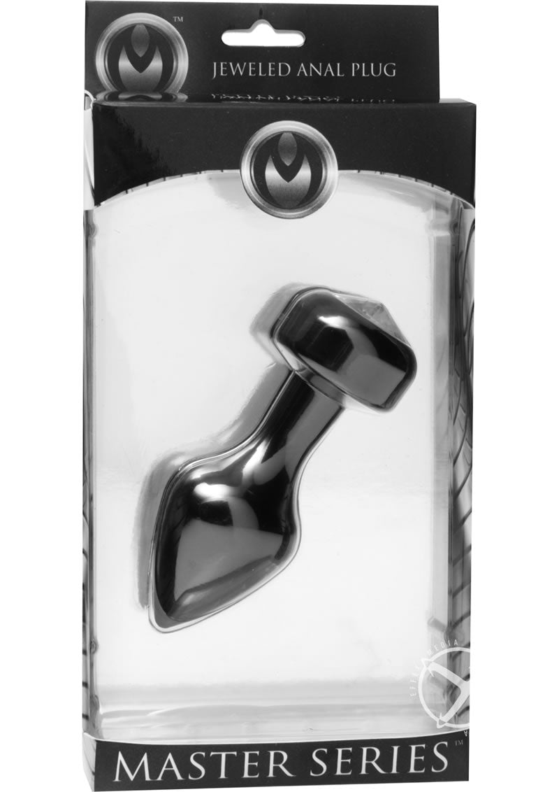 Master Series Spade Petite Jewel Aluminum Anal Plug - Black/Metal