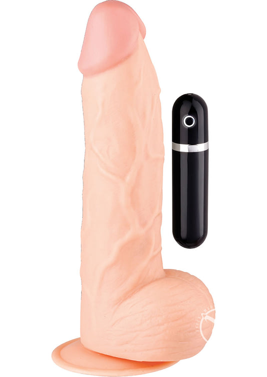 Maxx Men Straight Vibrating Dildo - Vanilla - 9.5in