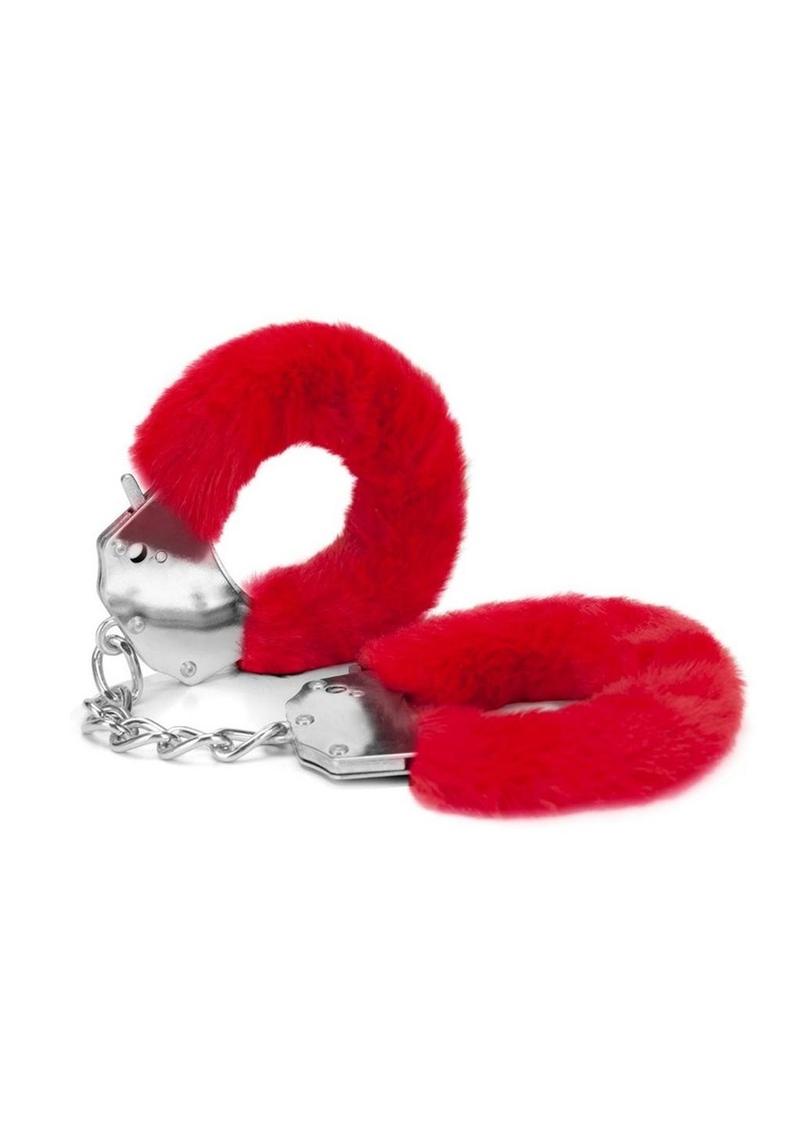 ME YOU US Furry Handcuffs - Red/Silver