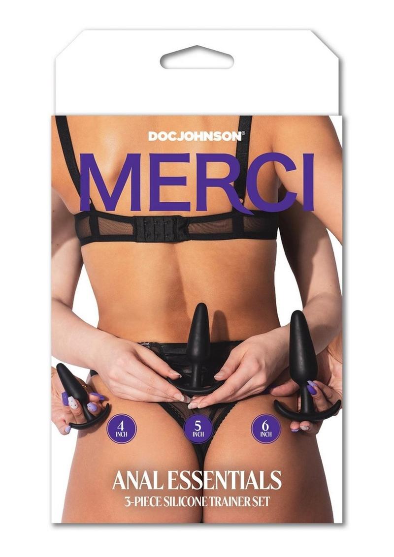 Merci Anal Essentials Silicone Trainer - Black - 3 Piece/Set