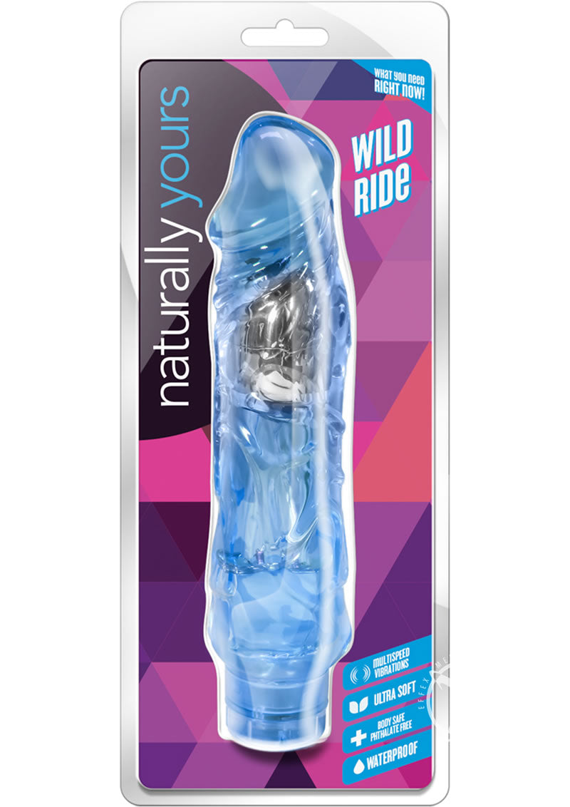 Naturally Yours Wild Ride Vibrating Dildo - Blue - 9in