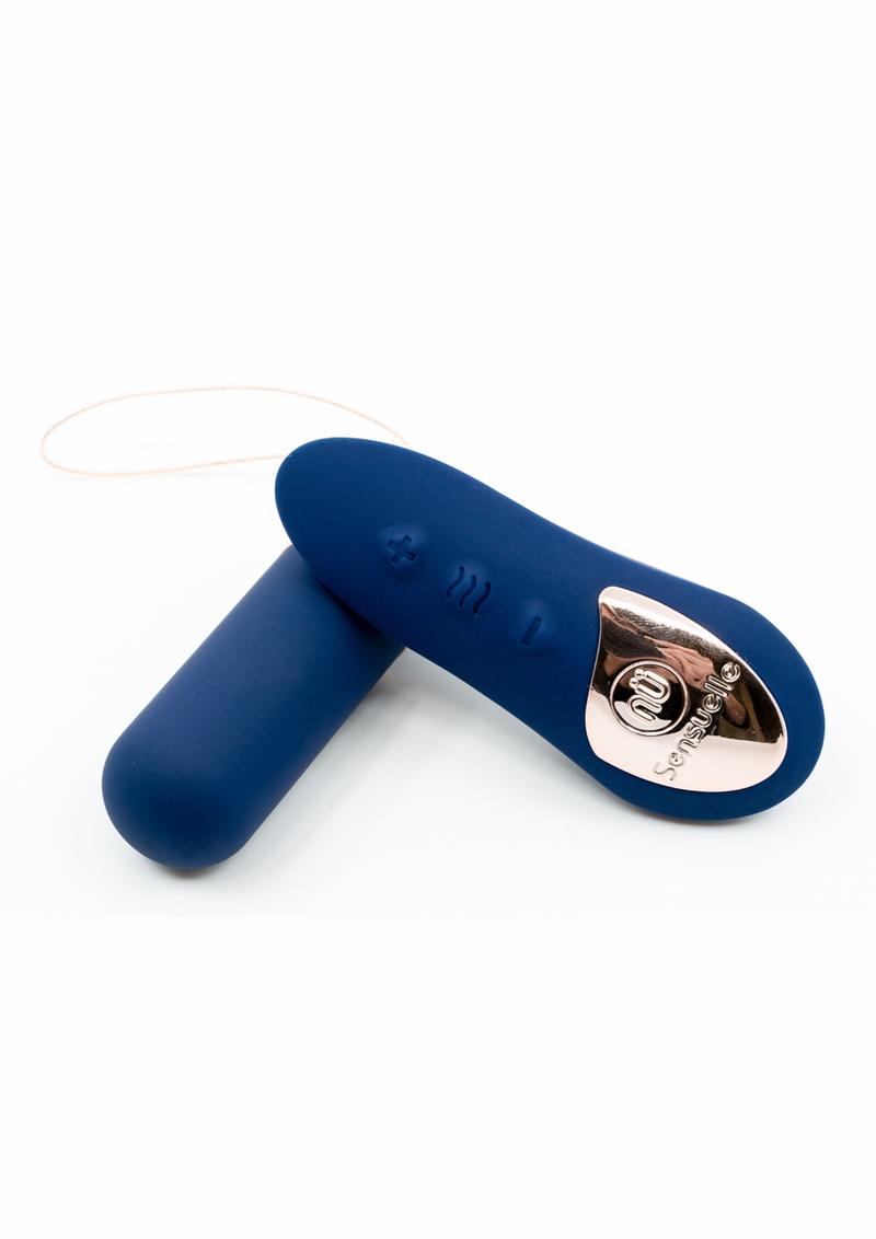 Nu Sensuelle Wireless Bullet Plus with Remote Control Rechargeable Silicone - Blue/Navy Blue