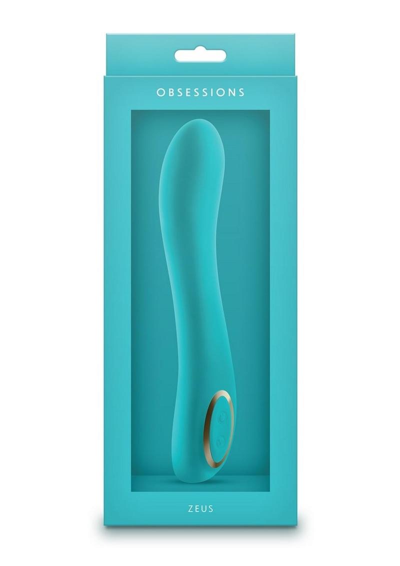 Obsessions Zeus Rechargeable Silicone Vibrator - Aqua/Blue