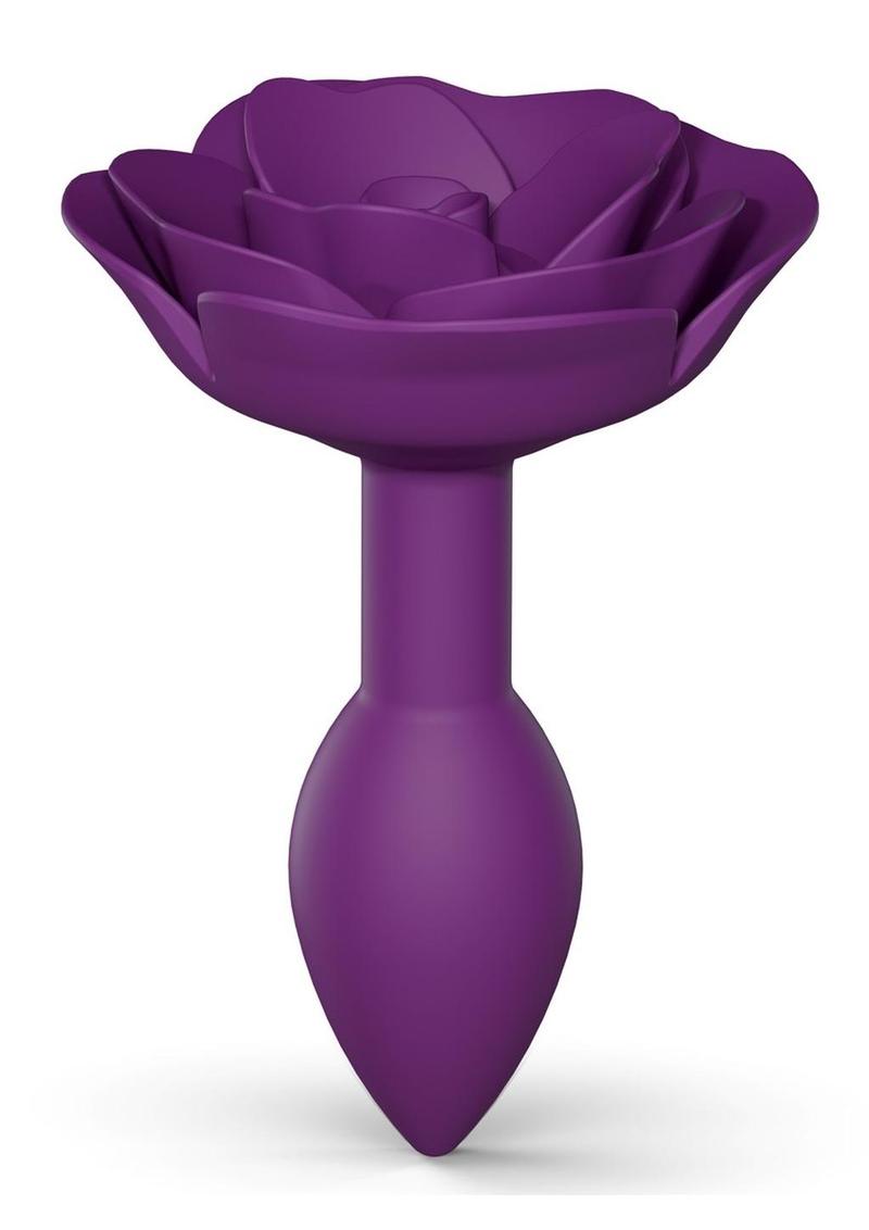 Open Roses Silicone Anal Plug - Purple/Purple Rain - Small