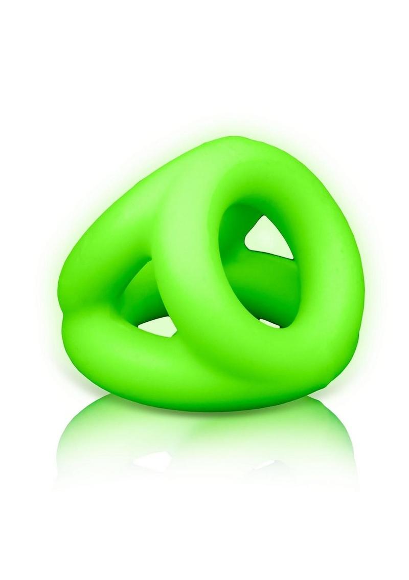 Ouch! Cock Ring and Ball Strap Silicone - Glow In The Dark/Green