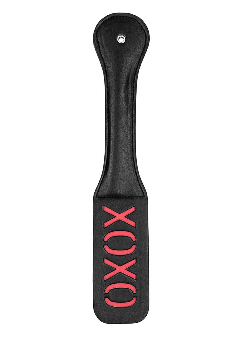 Ouch! Leather Paddle Xoxo - Black