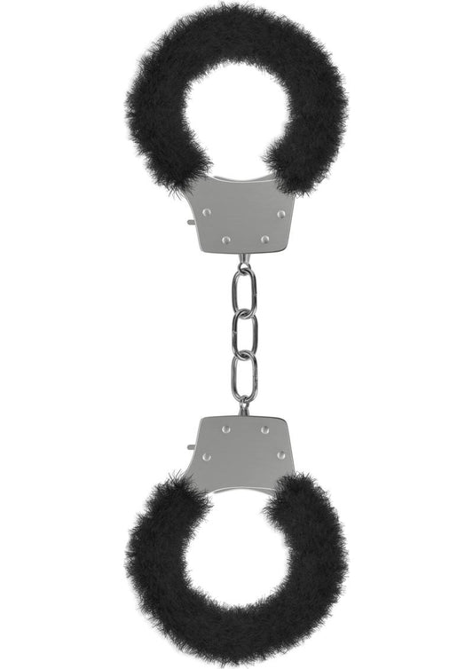 Ouch! Pleasure Furry Handcuffs - Black/Metal