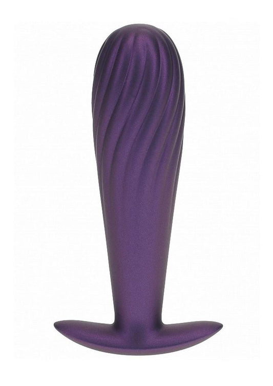 Ouch! Ribbed Anal Plug Silicone - Metallic - Purple