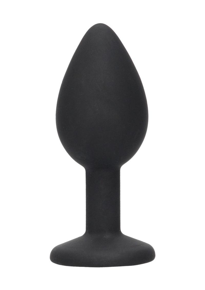 Ouch! Silicone Butt Plug with Removable Jewel - Black