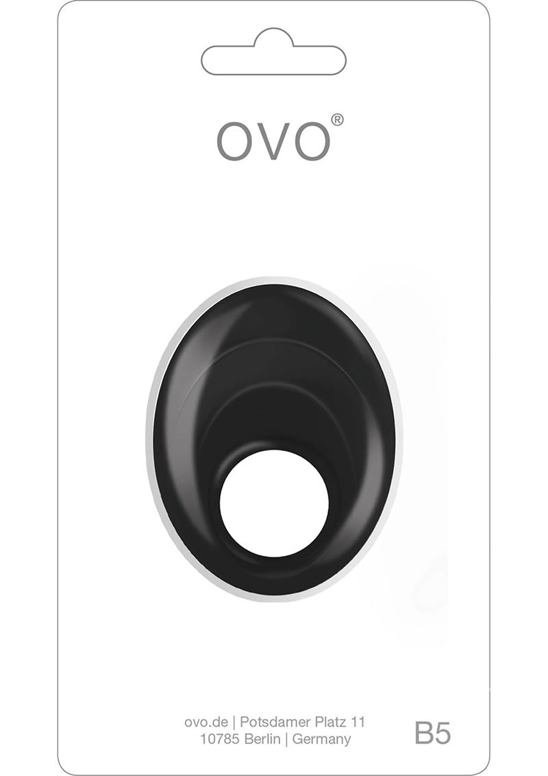 OVO B5 Silicone Cock Ring Waterproof - Black/Chrome - Black