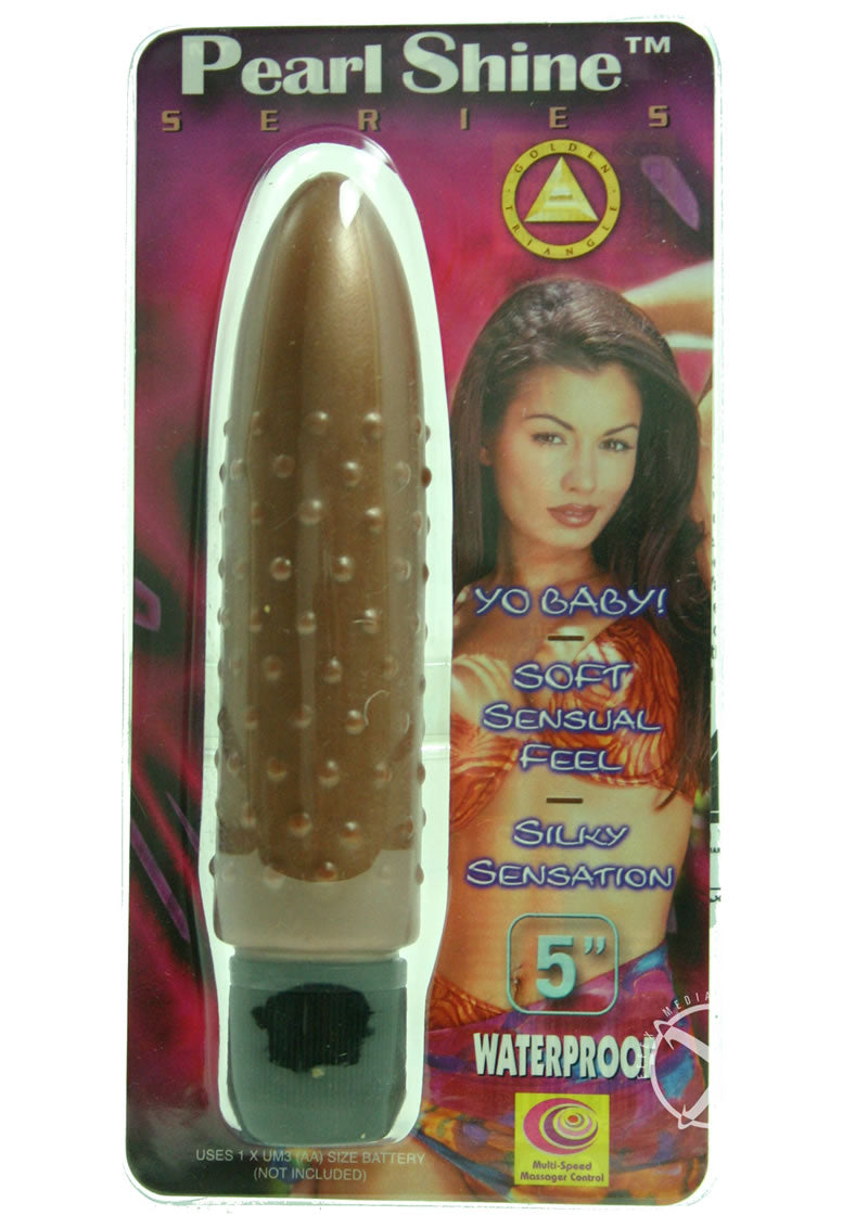 Pearl Shine Bumpy Vibrator - Brown - 5in