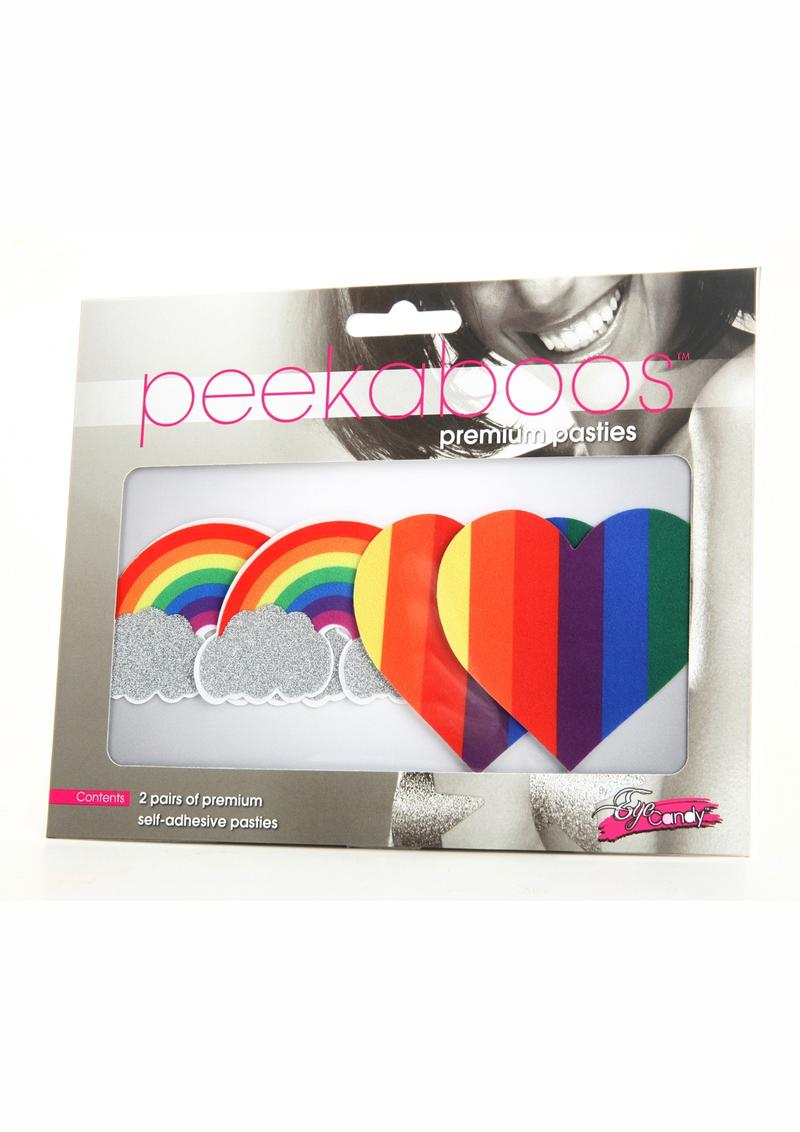 Peekaboo Pride Glitter Rainbows and Hearts Pasties - Multicolor/Rainbow