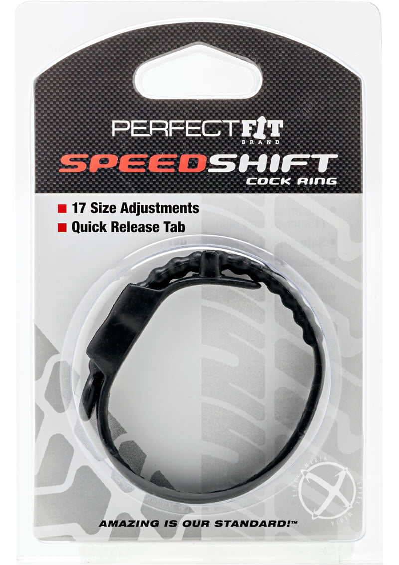 Perfect Fit Speed Shift Adjustable Cock Ring - Black