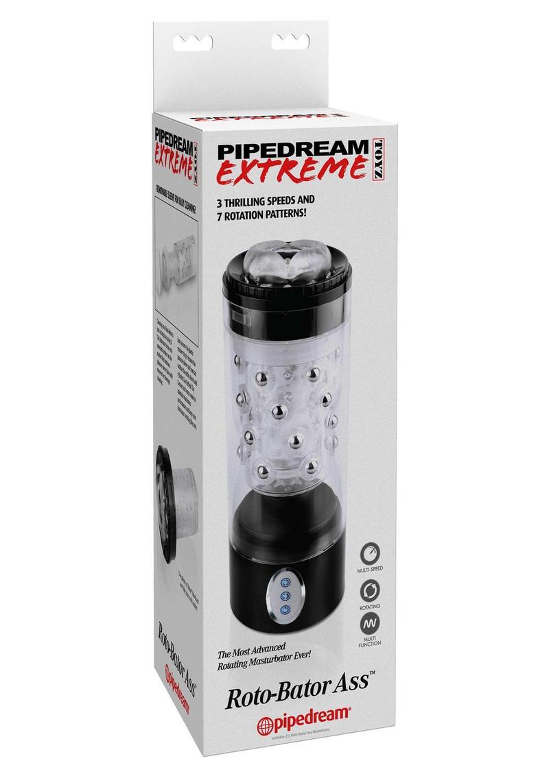 Pipedream Extreme Toyz Roto-Bator Ass Masturbator - Butt - Black/Clear