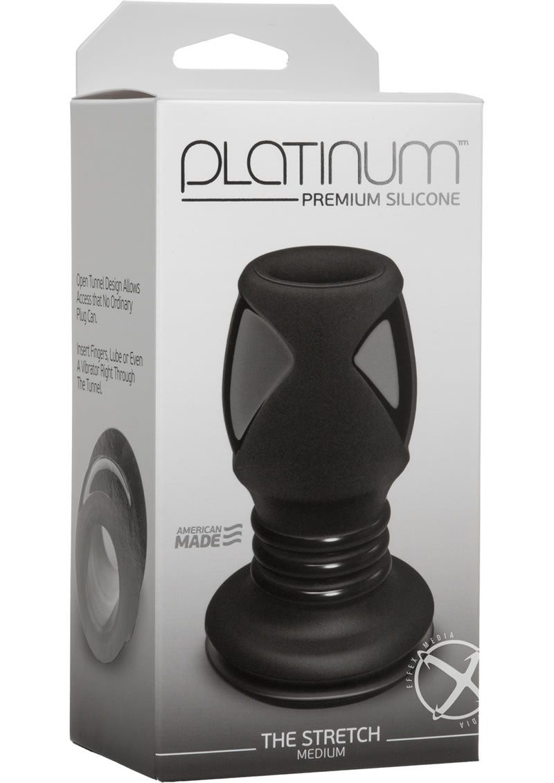 Platinum Premium Silicone - The Stretch - Medium Anal Expander Plug - Black